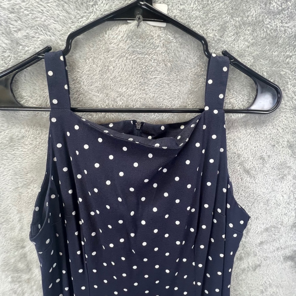 Vintage Polka Dot‎ Maxi Dress Navy Blue White Size 11/12 Rockabilly Indie Summer